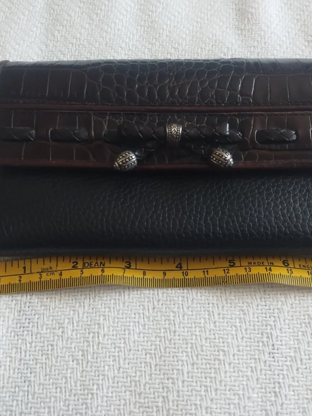 Brighton wallet brown black mock croc bow